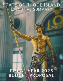 Cover of the 2025 budget showing the independent man statue